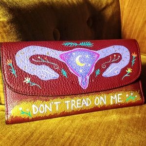 Hand painted Coach wallet Don't Tread on Me women's rights uterus statement folk